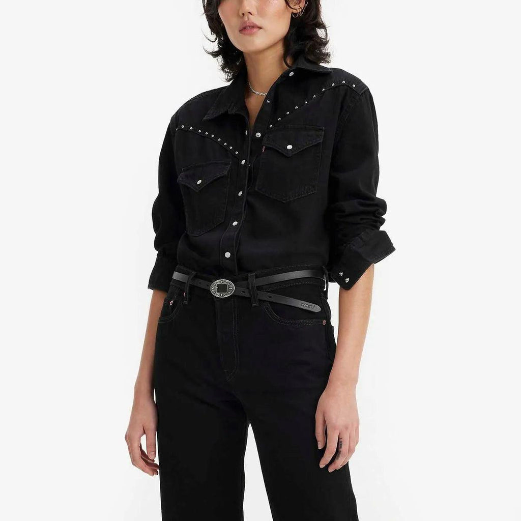 Camisa Jeans Levi's® Sawyer Western Preta Manga Longa – Strut