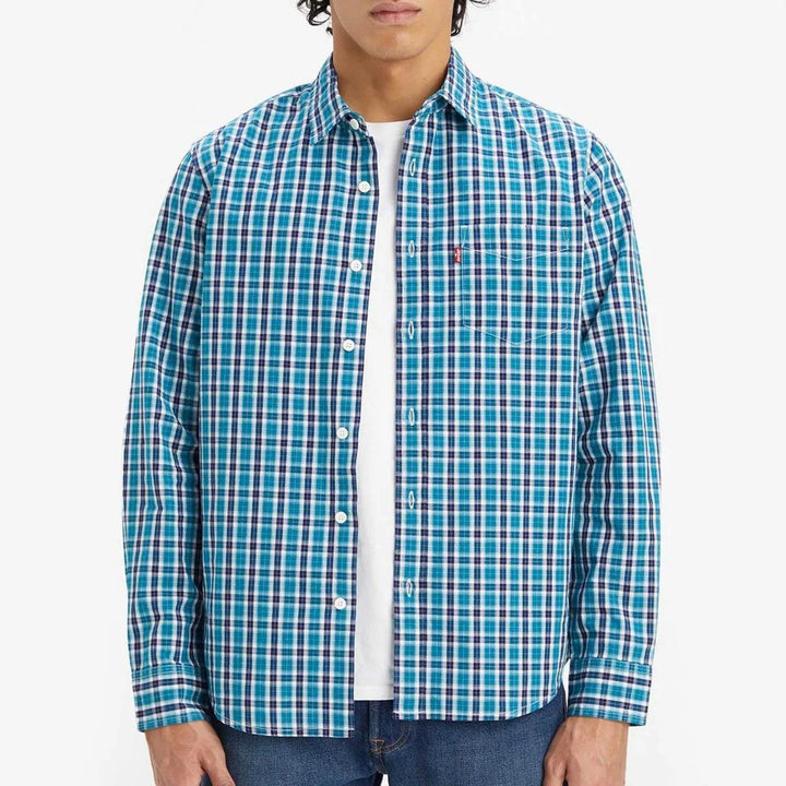 Camisa Levi's Clássica Azul Xadrez com Bolso Manga Longa - Strut