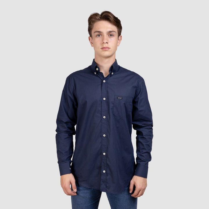 Camisa Lisa Manga Longa Masculina - Azul Marinho - Strut