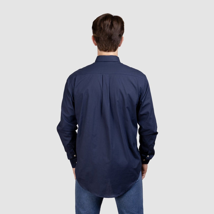Camisa Lisa Manga Longa Masculina - Azul Marinho - Strut
