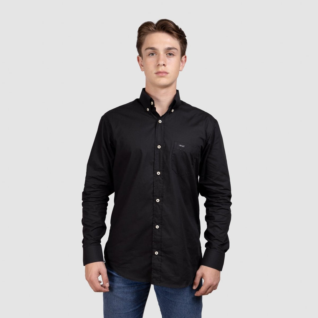 Camisa Lisa Manga Longa Masculina - Preta - Strut