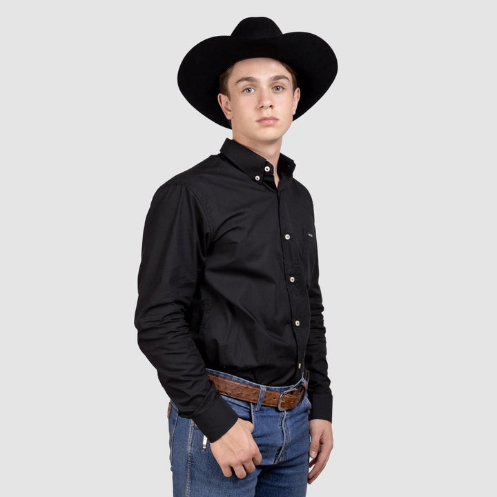 Camisa Lisa Manga Longa Masculina - Preta - Strut