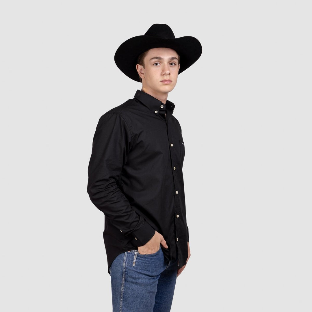 Camisa Lisa Manga Longa Masculina - Preta - Strut