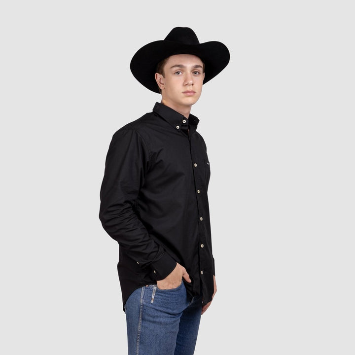 Camisa Lisa Manga Longa Masculina - Preta - Strut
