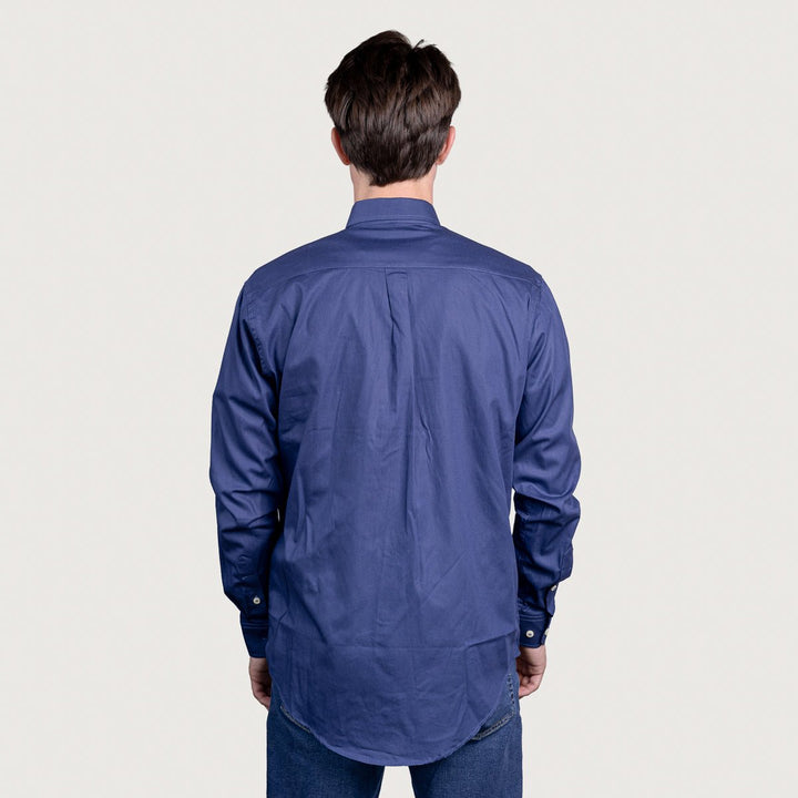 Camisa Lisa Masculina Manga Longa - Azul - Strut