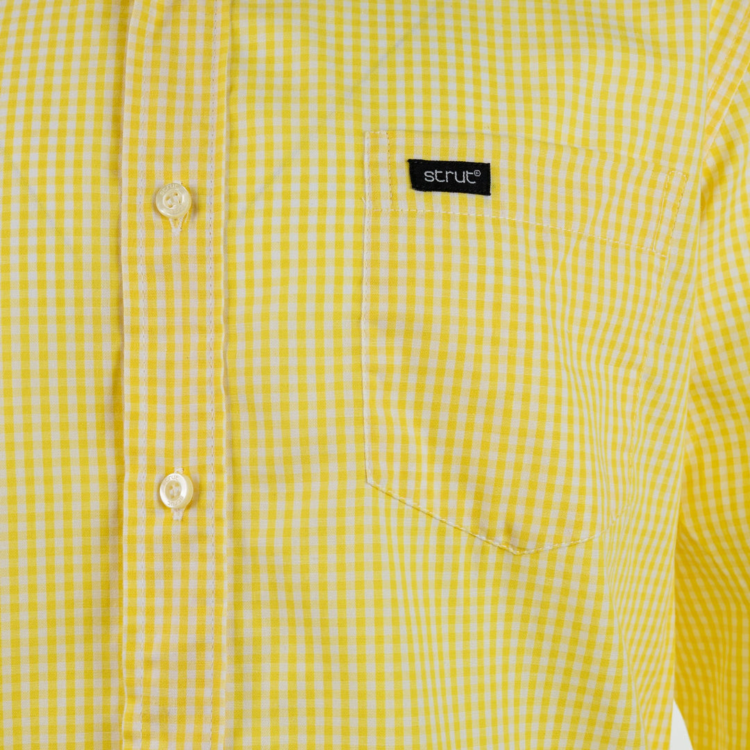 Camisa Manga Longa Masculina Strut Xadrez Amarelo - Strut