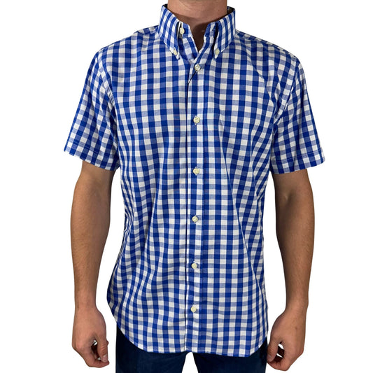 Camisa Masculina Manga Curta Strut Xadrez Marinho e Branco - Strut