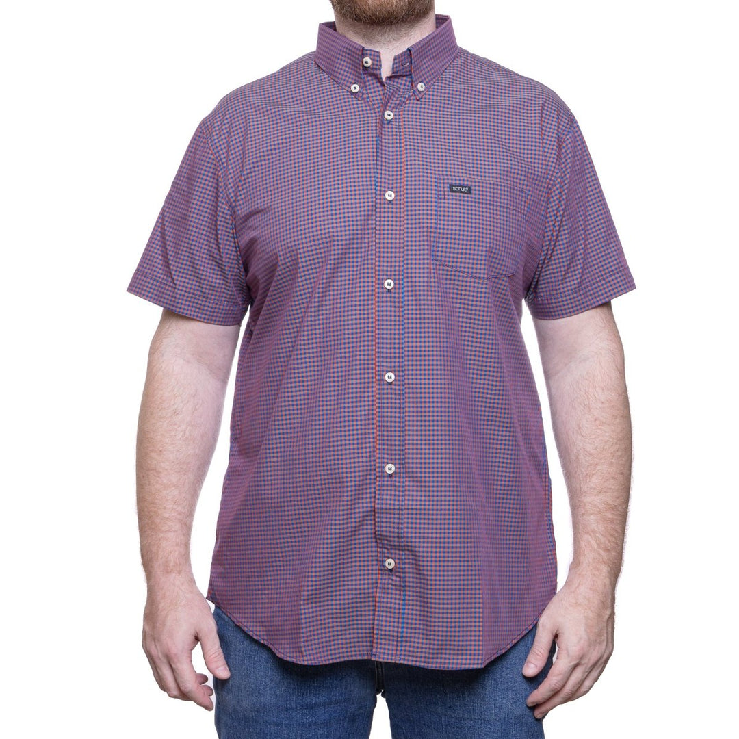 Camisa Masculina Manga Curta Xadrez Pequeno Strut Roxo e Azul - Strut