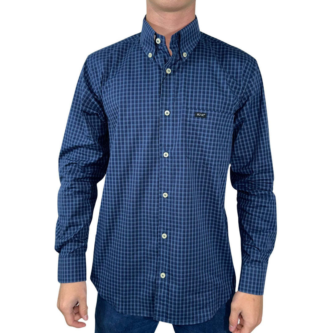 Camisa Masculina Manga Longa Strut Xadrez Azul Marinho - Strut