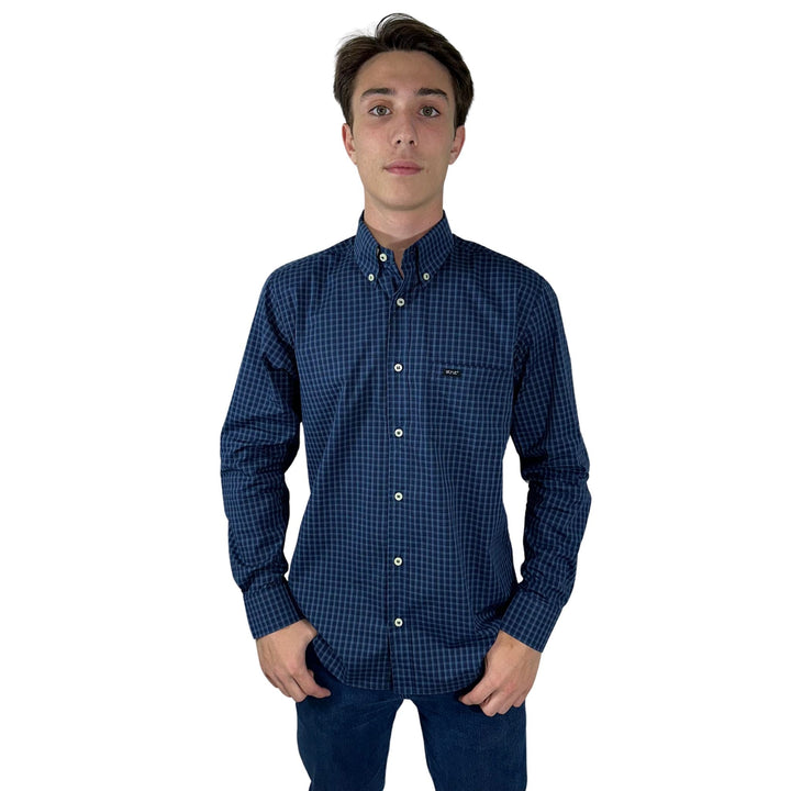 Camisa Masculina Manga Longa Strut Xadrez Azul Marinho - Strut