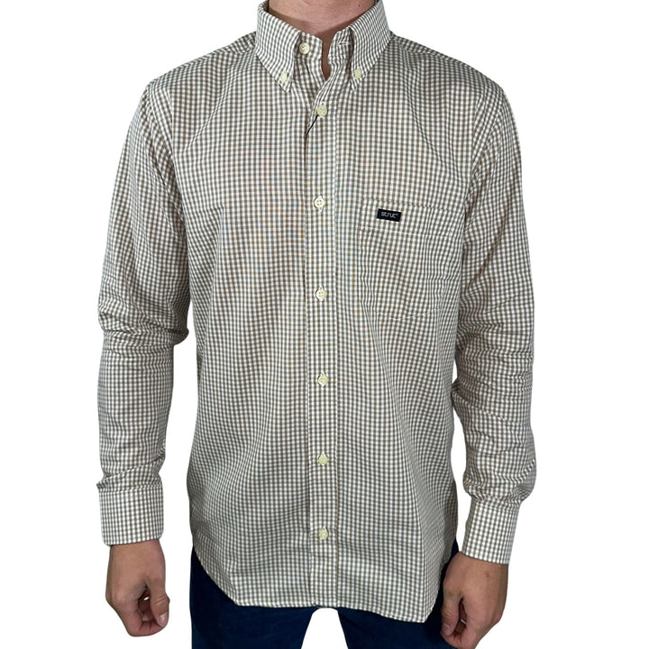 Camisa Masculina Manga Longa Strut Xadrez Bege - Strut