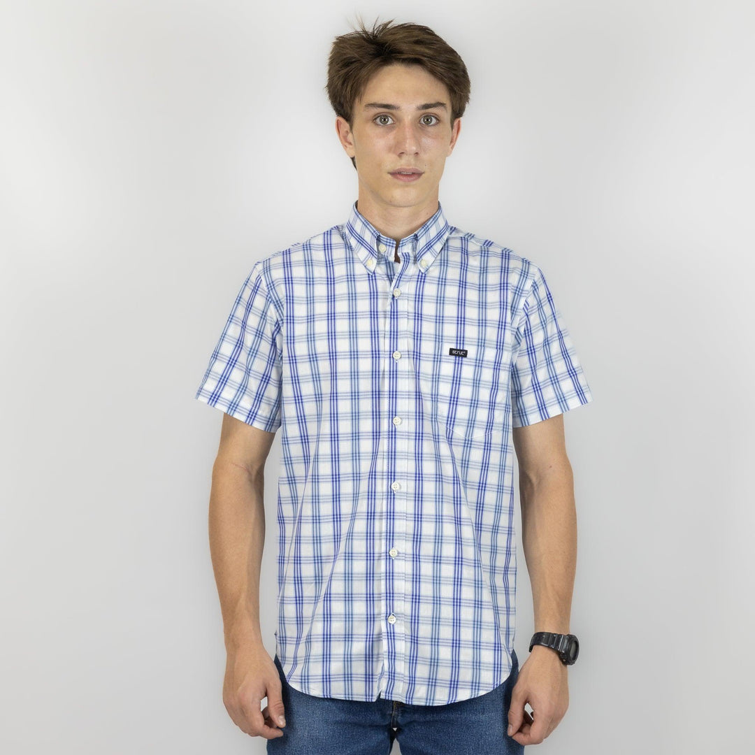 Camisa Masculina Strut Manga Curta Xadrez Azul Marinho - Strut