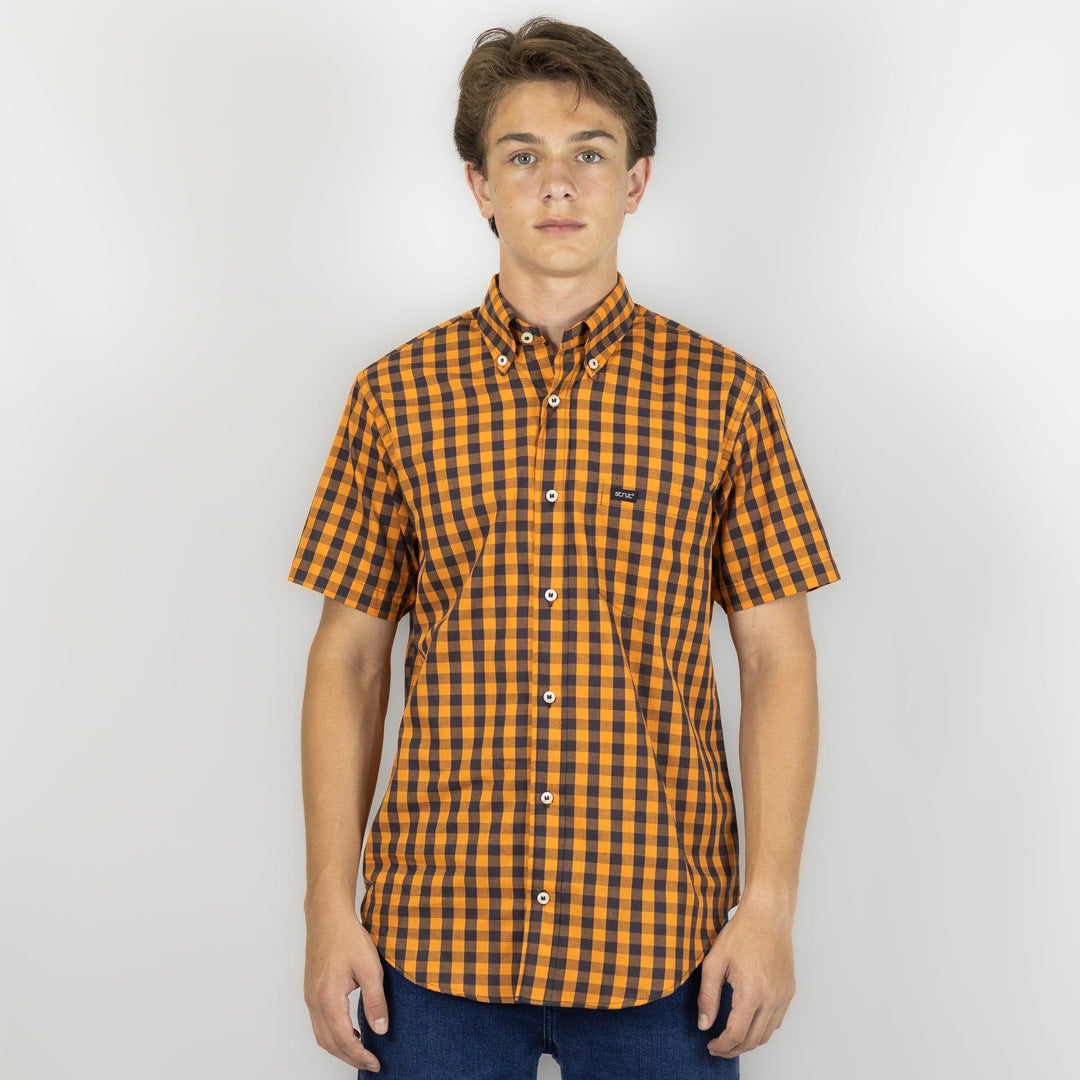 Camisa Masculina Strut Manga Curta Xadrez Laranja - Strut