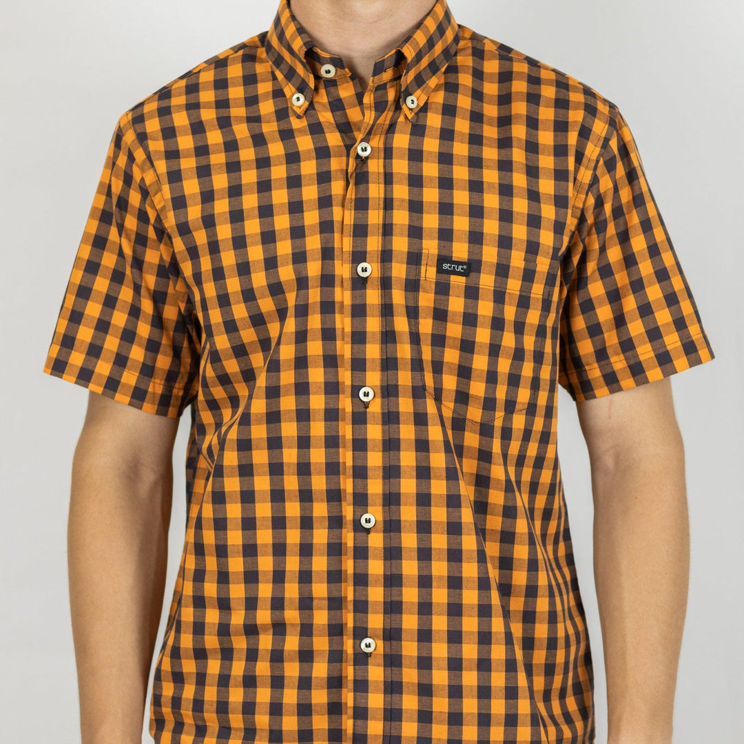 Camisa Masculina Strut Manga Curta Xadrez Laranja - Strut