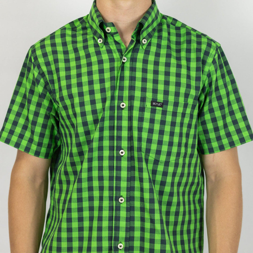 Camisa Masculina Strut Manga Curta Xadrez Verde Folha - Strut