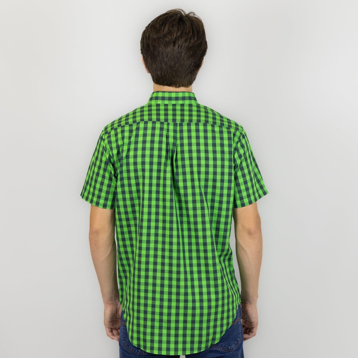 Camisa Masculina Strut Manga Curta Xadrez Verde Folha - Strut