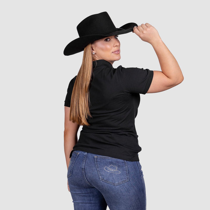 Camisa Polo Feminina Algodão Pima - Preta - Strut