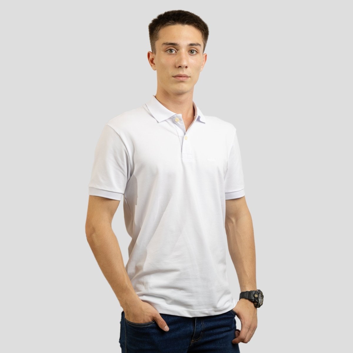 Camisa Polo Masculina Algodão Pima - Branco - Strut