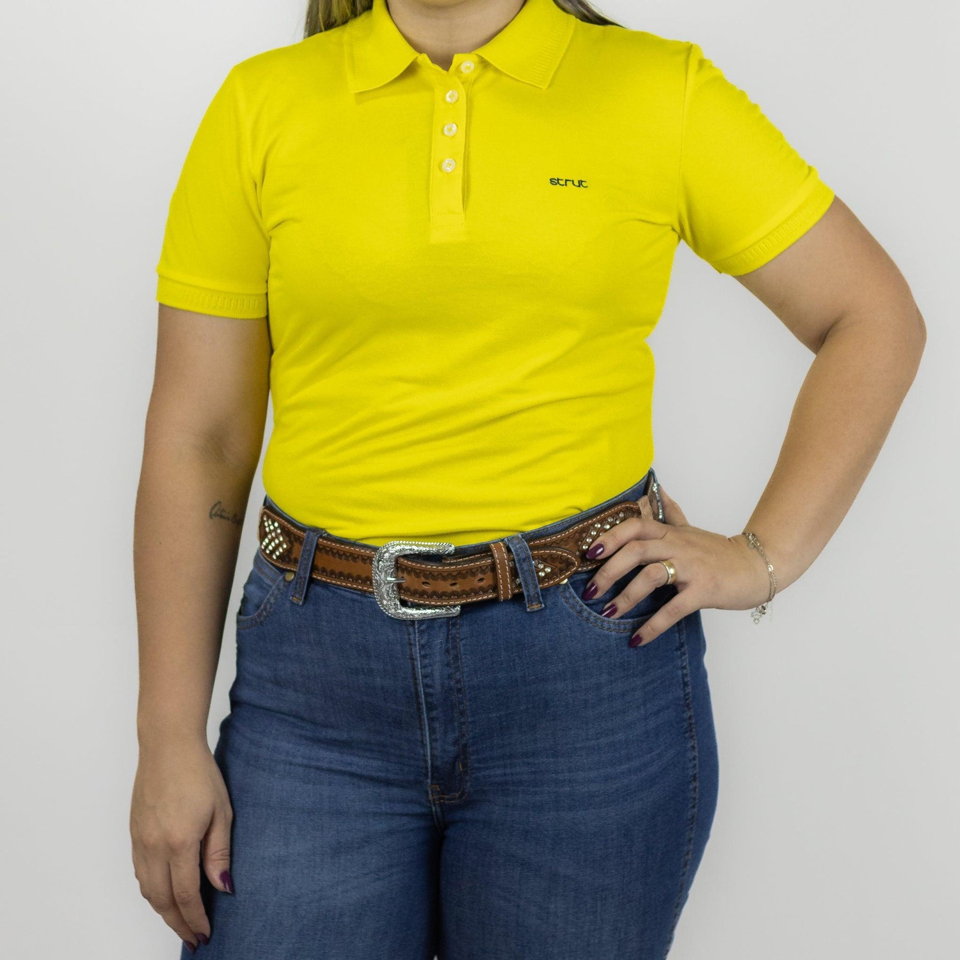 Camisa Polo Strut Feminina Piquet Amarela - Strut
