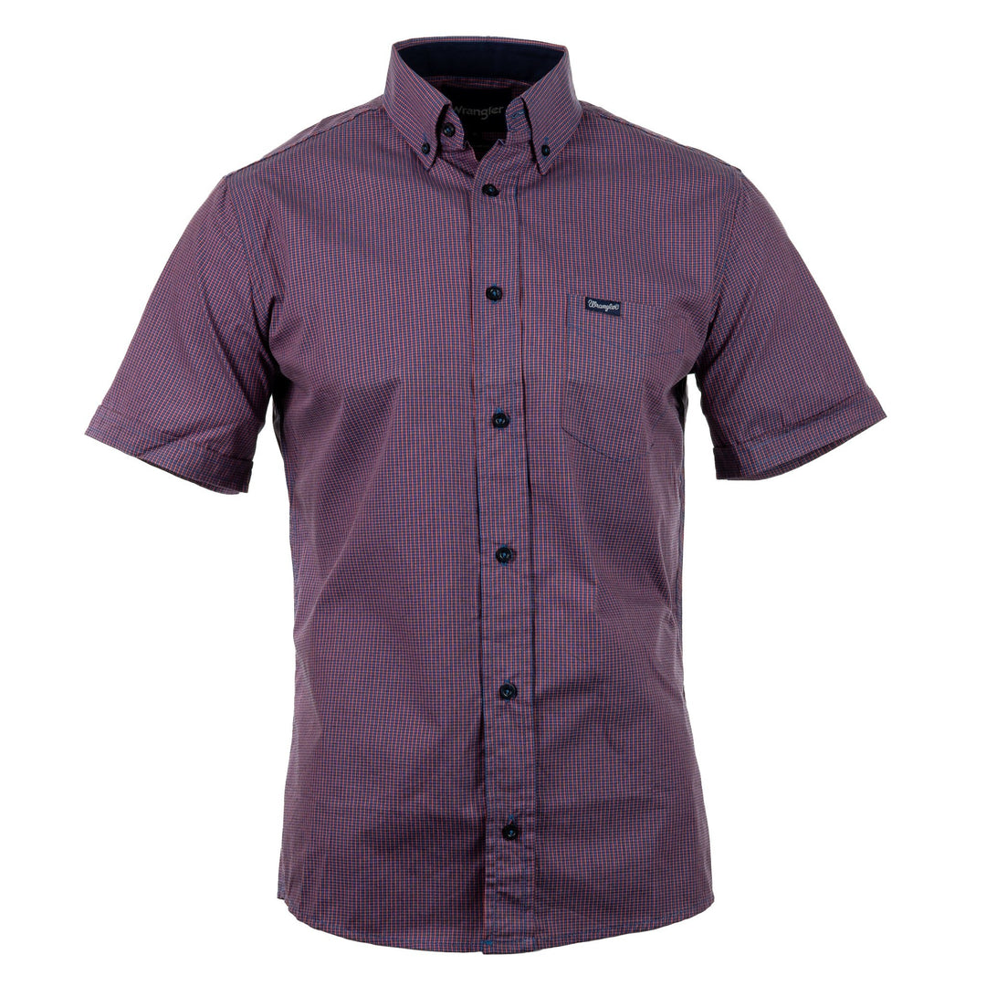 Camisa Wrangler Masculina Manga Curta Xadrez Roxo/Azul - Strut