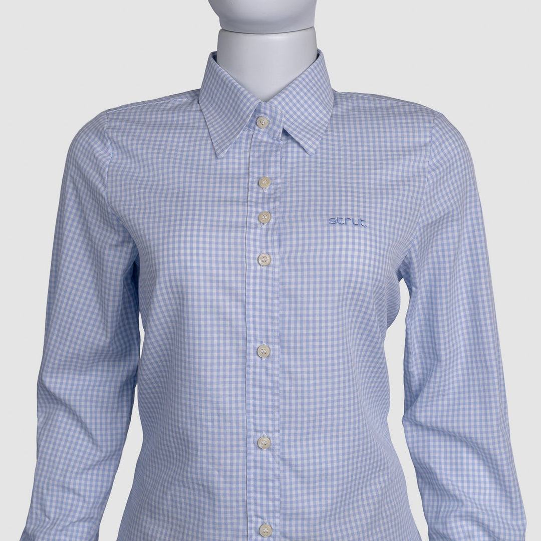 Camisa Xadrez Feminina Manga Longa - Azul - Strut