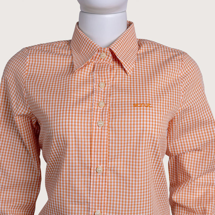Camisa Xadrez Feminina Manga Longa - Laranja - Strut