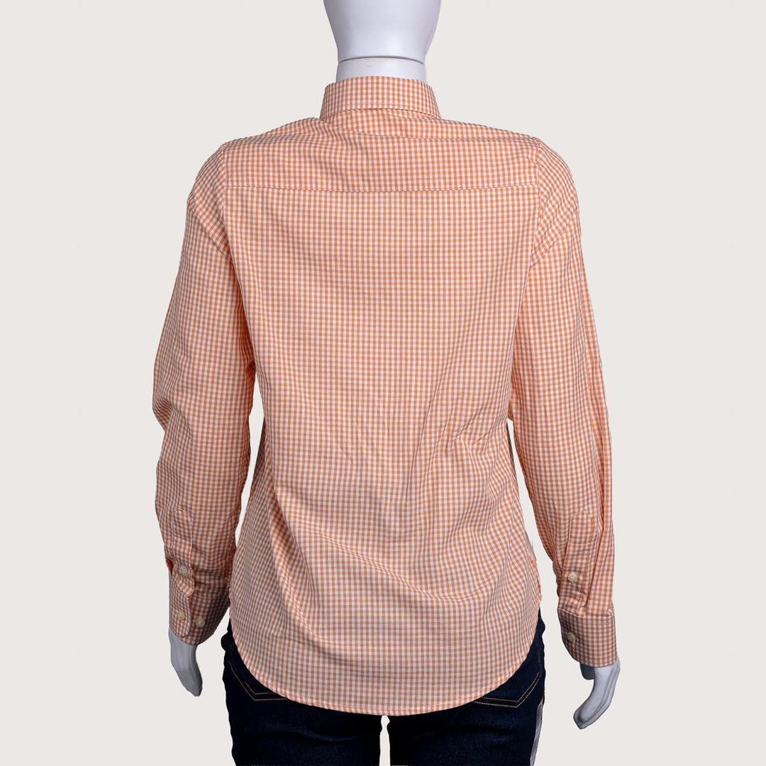 Camisa Xadrez Feminina Manga Longa - Laranja - Strut