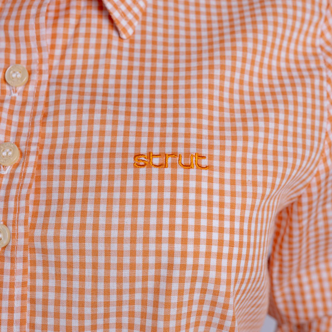 Camisa Xadrez Feminina Manga Longa - Laranja - Strut