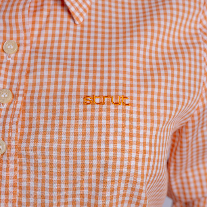 Camisa Xadrez Feminina Manga Longa - Laranja - Strut