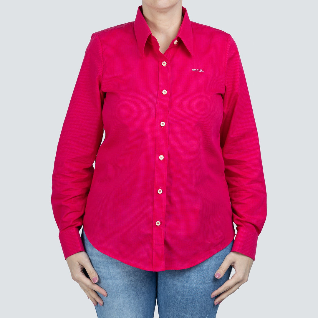 Camisa Xadrez Feminina Manga Longa Pink - Strut