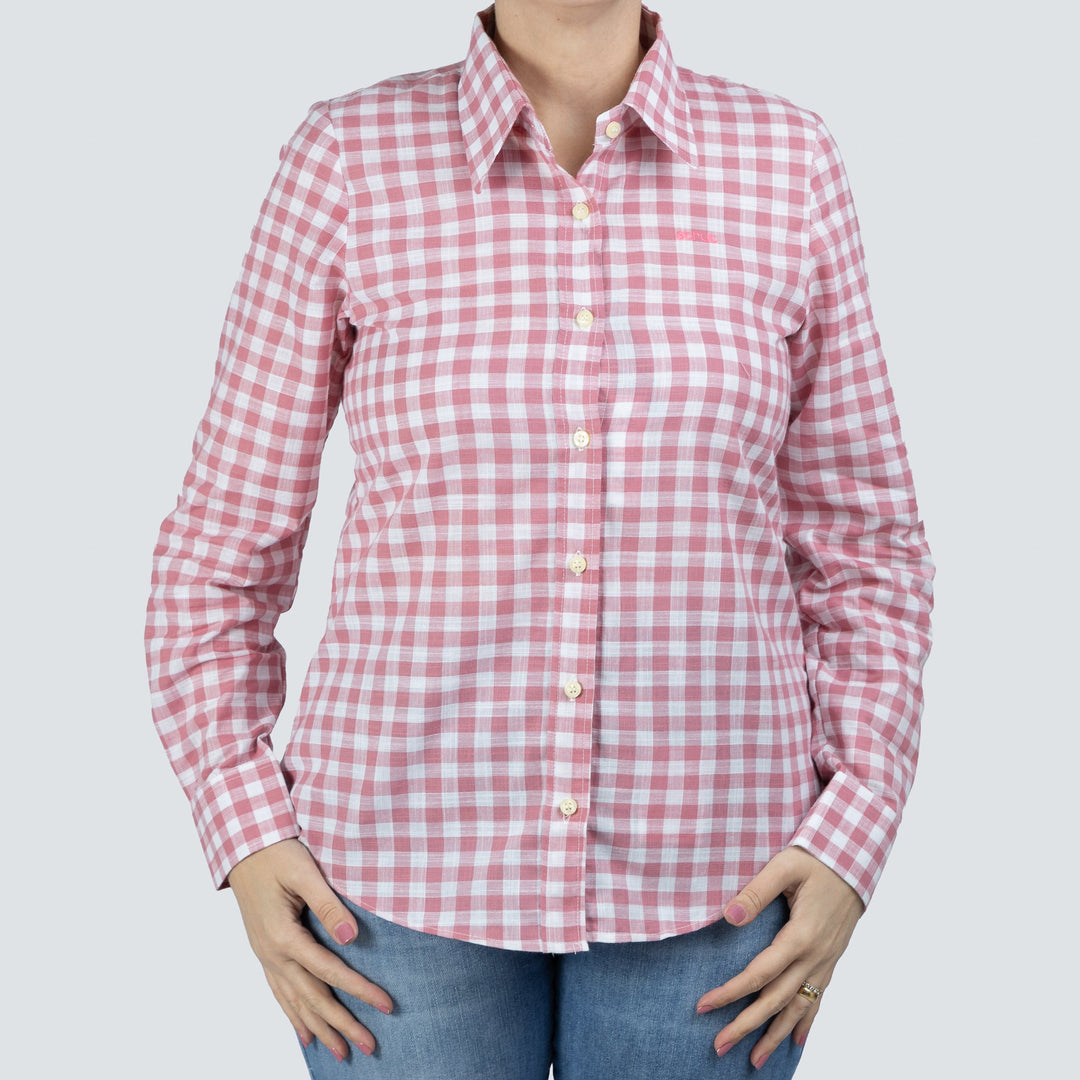 Camisa Xadrez Feminina Manga Longa Rosa Cha - Strut