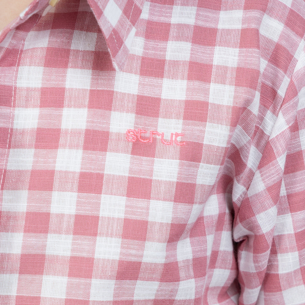 Camisa Xadrez Infantil Manga Longa Feminina Rosa Cha - Strut