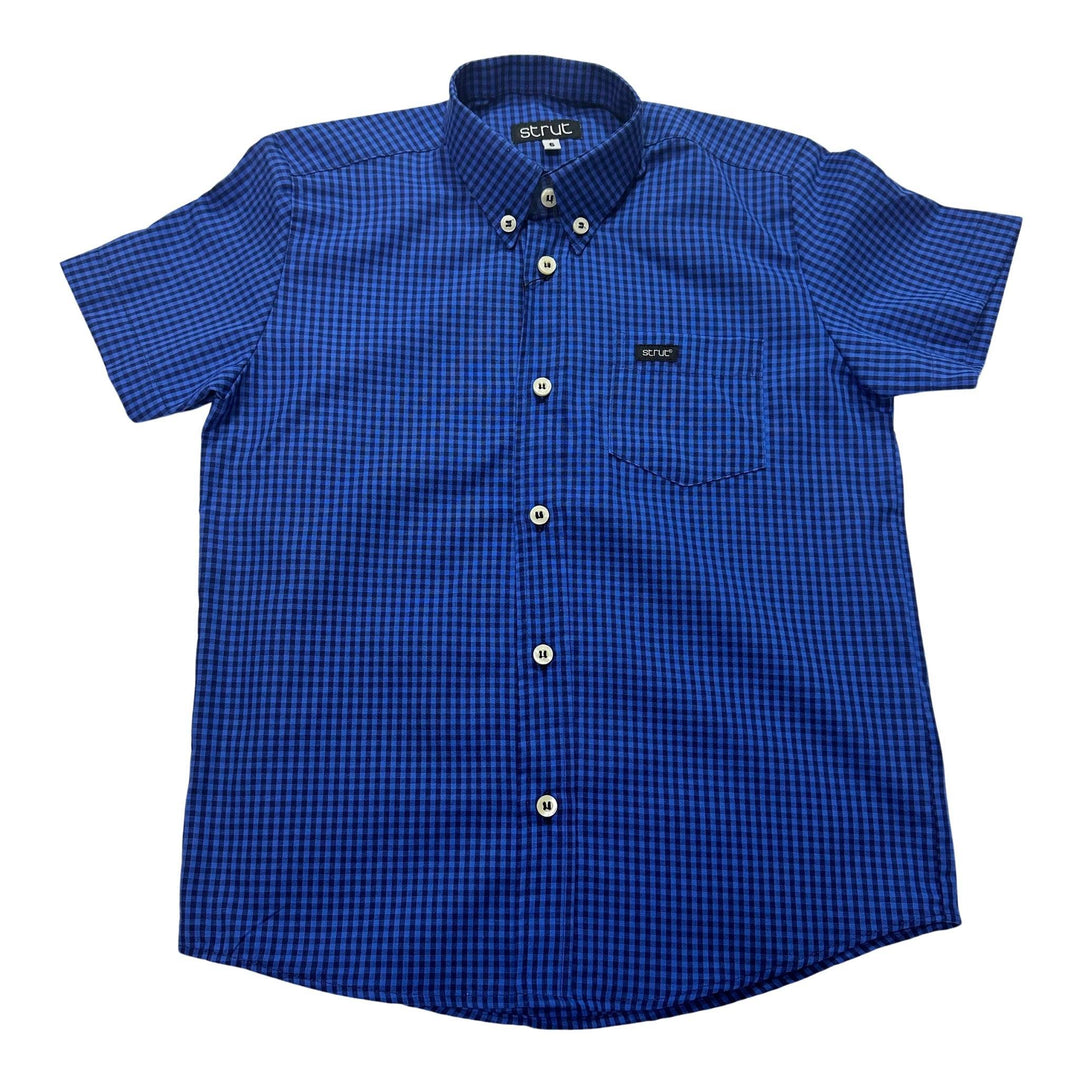 Camisa Xadrez Infantil Strut Manga Curta Azul Marinho - Strut