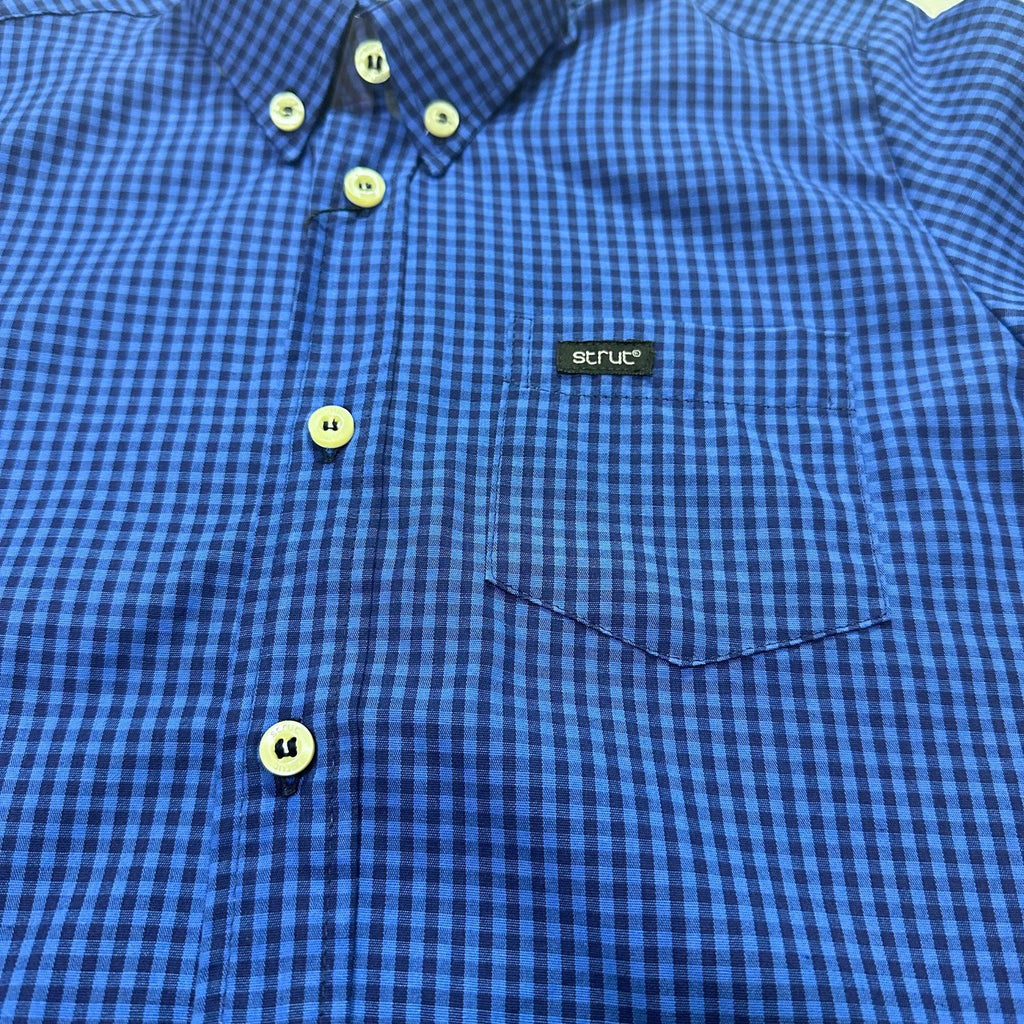 Camisa Xadrez Infantil Strut Manga Curta Azul Marinho - Strut