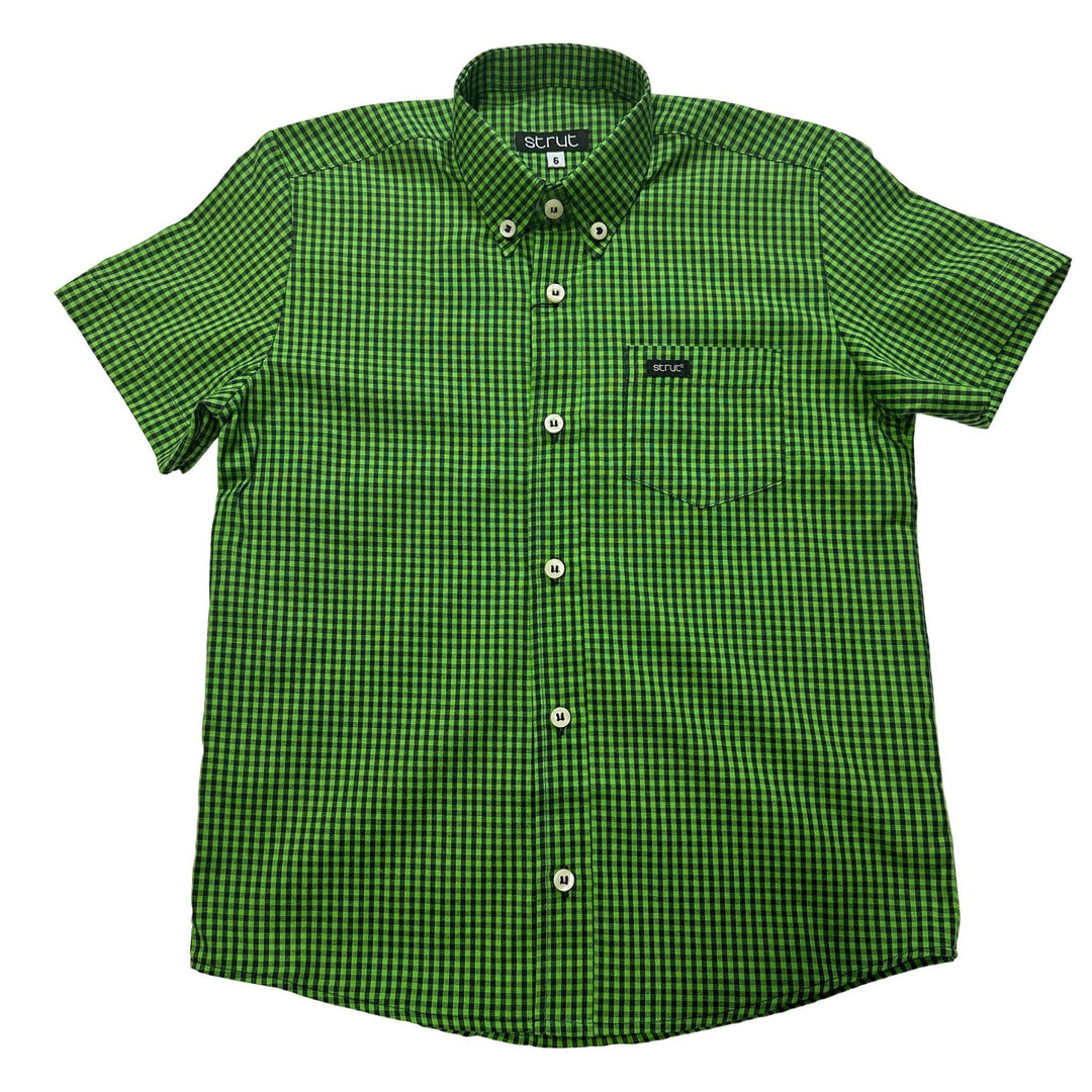 Camisa Xadrez Infantil Strut Manga Curta Verde Folha - Strut