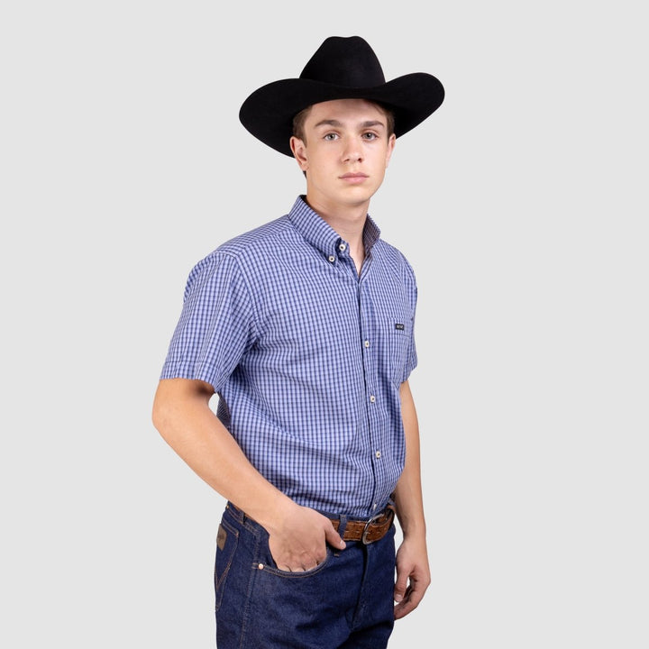 Camisa Xadrez Manga Curta Masculina - Azul/Marinho - Strut