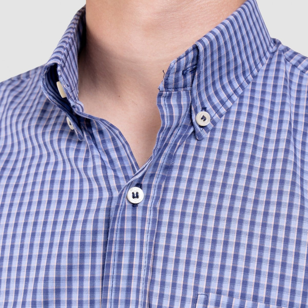 Camisa Xadrez Manga Curta Masculina - Azul/Marinho - Strut
