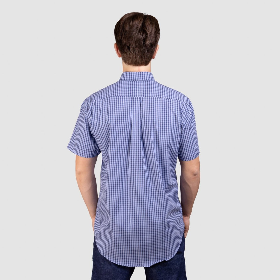 Camisa Xadrez Manga Curta Masculina - Azul/Marinho - Strut