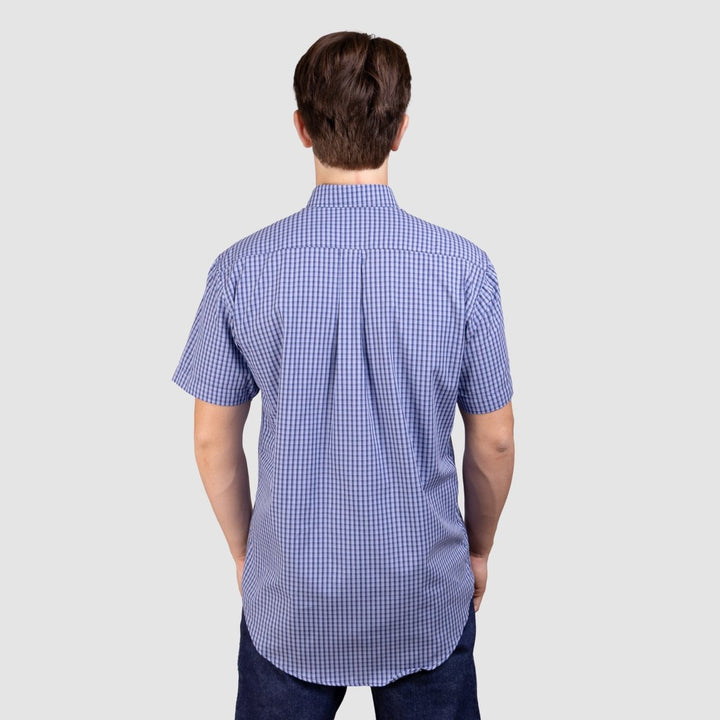 Camisa Xadrez Manga Curta Masculina - Azul/Marinho - Strut
