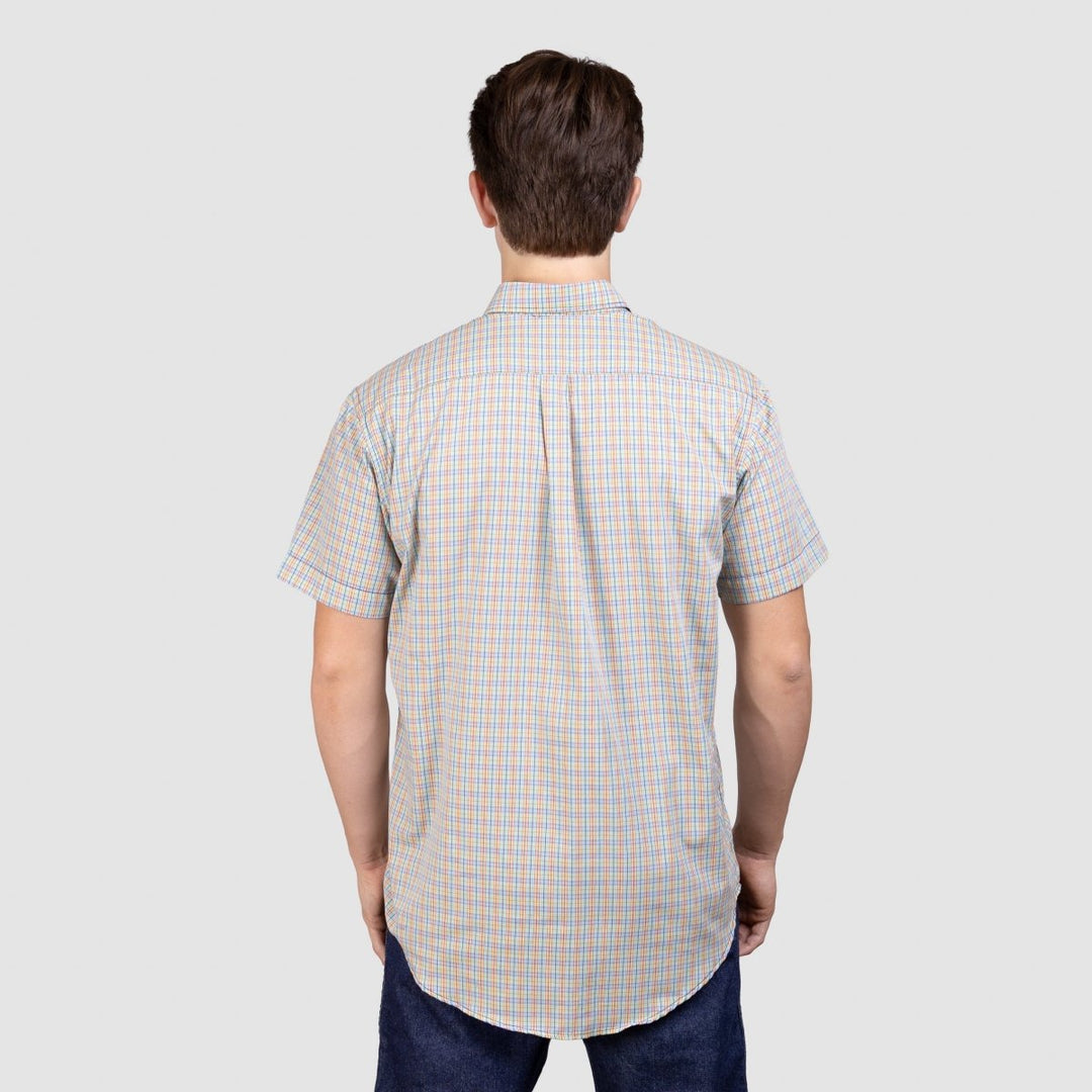 Camisa Xadrez Manga Curta Masculina - Laranja/Verde - Strut