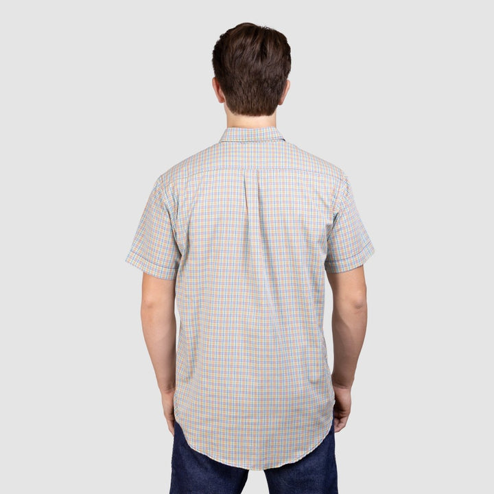 Camisa Xadrez Manga Curta Masculina - Laranja/Verde - Strut