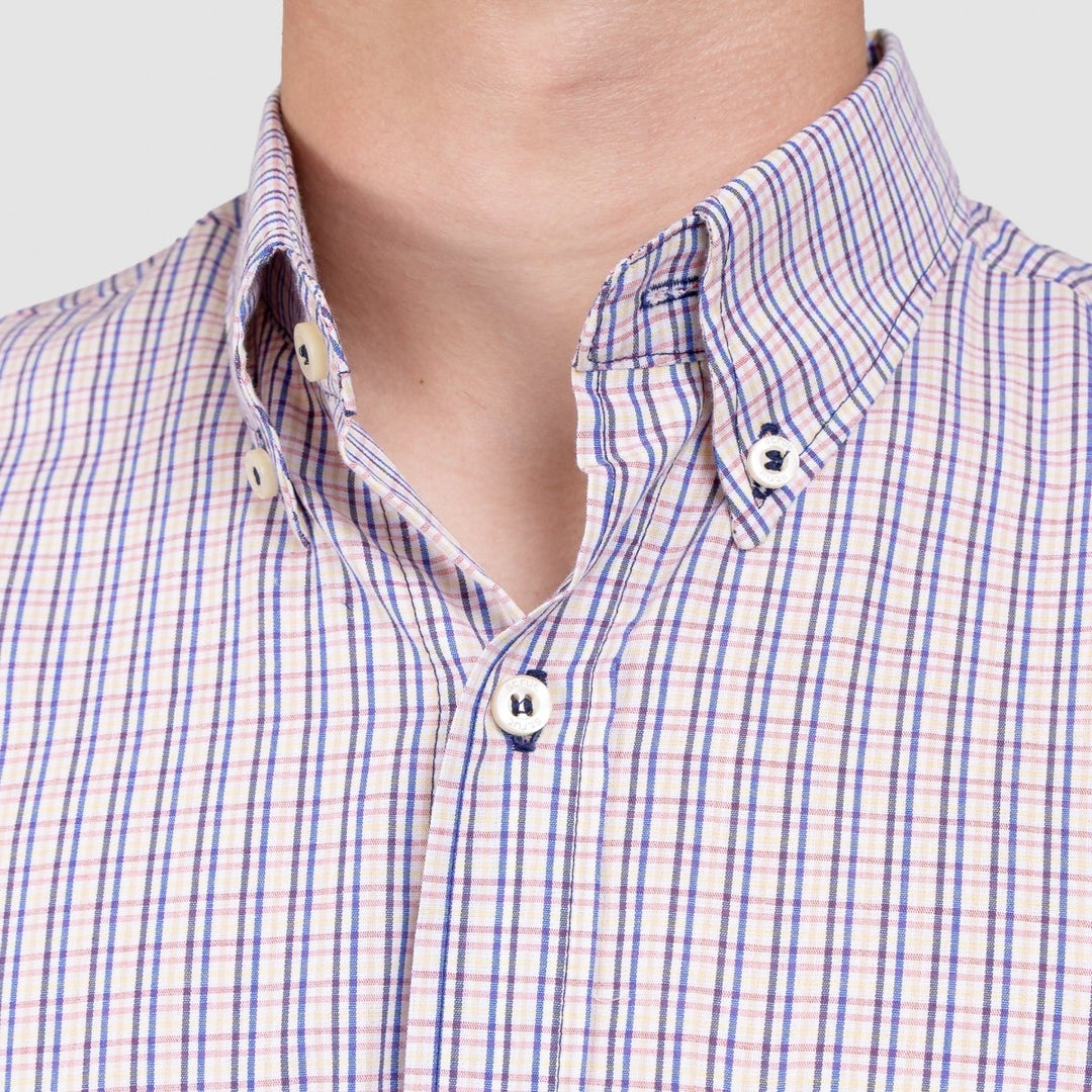 Camisa Xadrez Manga Curta Masculina - Rosa/Azul/Preto - Strut