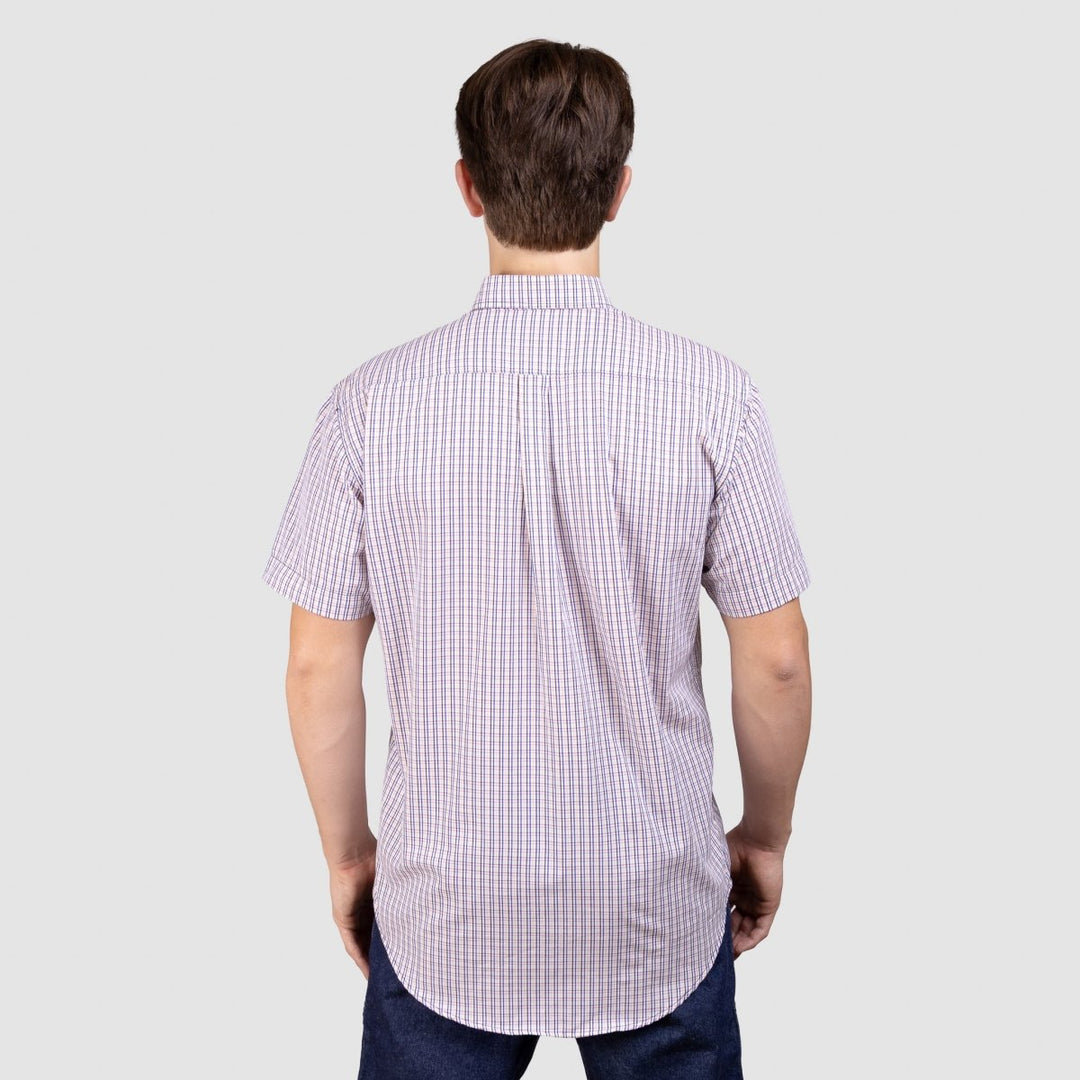 Camisa Xadrez Manga Curta Masculina - Rosa/Azul/Preto - Strut
