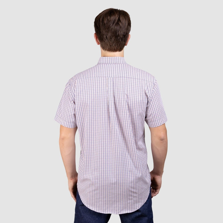 Camisa Xadrez Manga Curta Masculina - Rosa/Azul/Preto - Strut