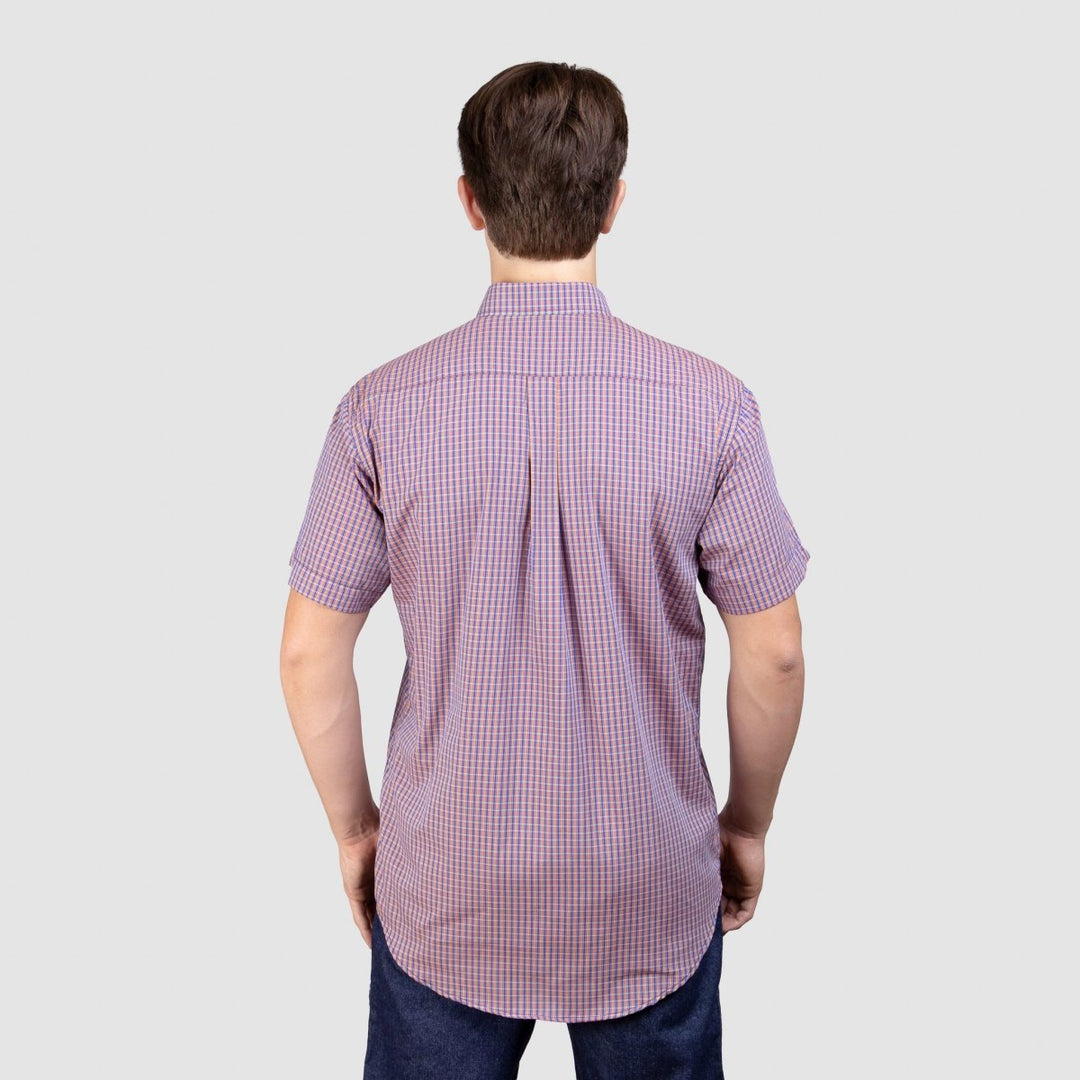 Camisa Xadrez Manga Curta Masculina - Roxo/Laranja - Strut