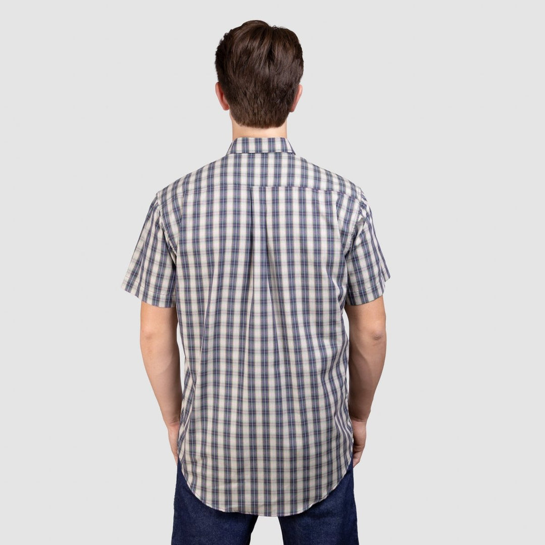Camisa Xadrez Manga Curta Masculina - Verde/Jeans - Strut