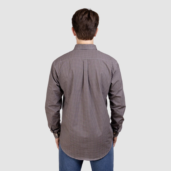 Camisa Xadrez Manga Longa Masculina - Marrom/Branco - Strut