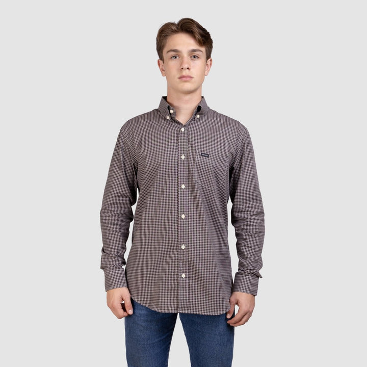 Camisa Xadrez Manga Longa Masculina - Marrom/Branco - Strut