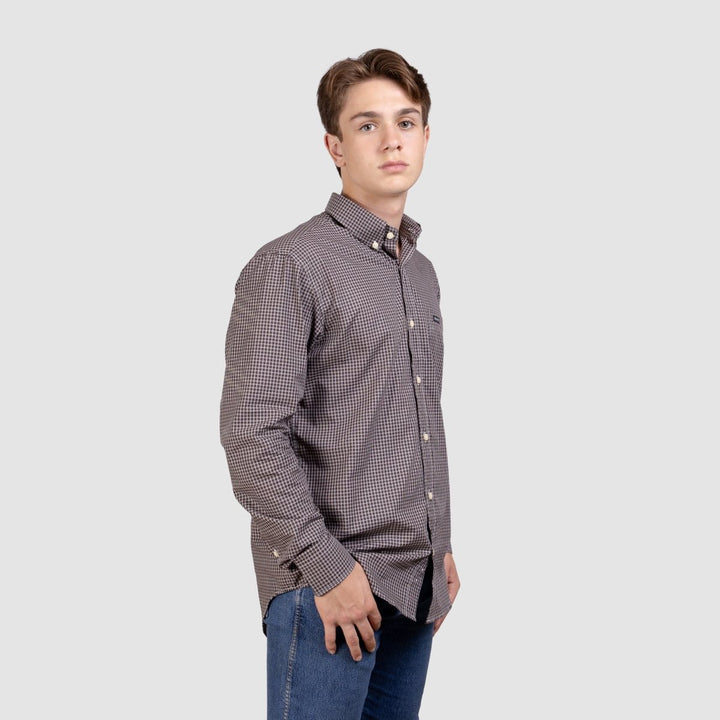 Camisa Xadrez Manga Longa Masculina - Marrom/Branco - Strut