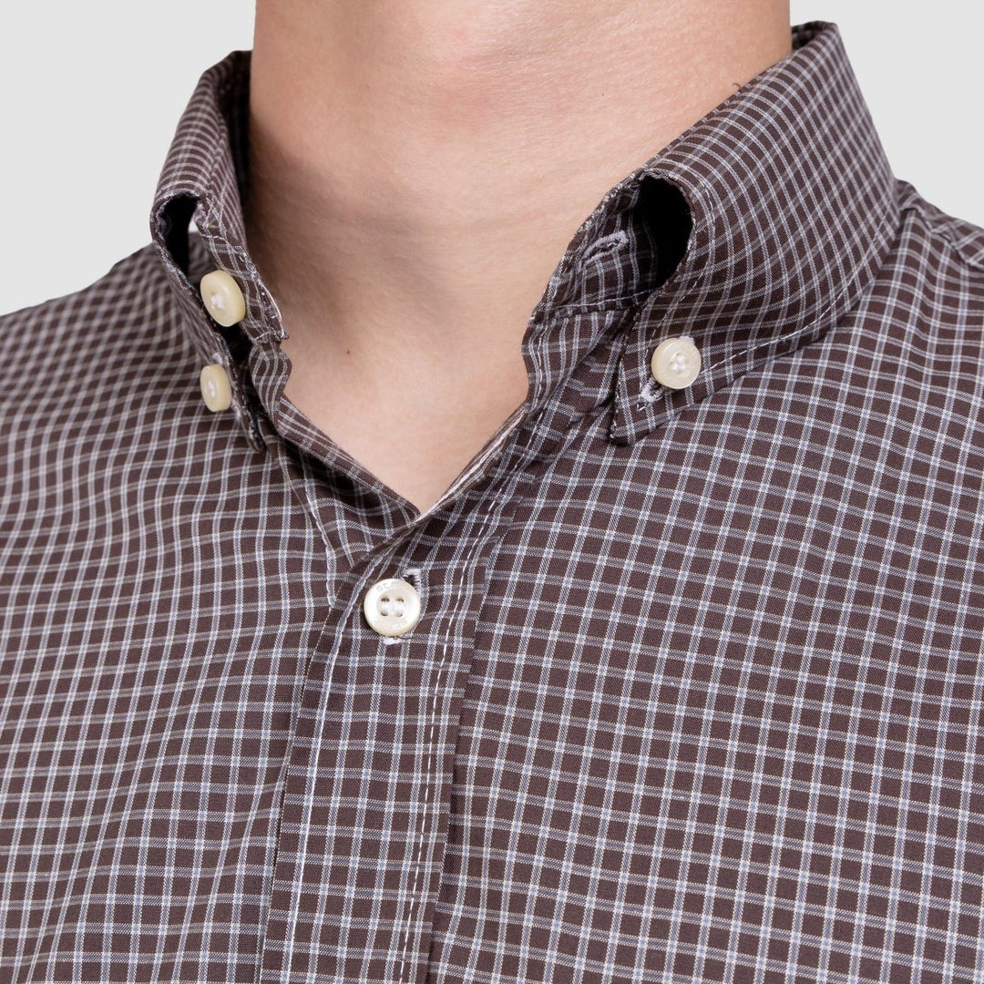 Camisa Xadrez Manga Longa Masculina - Marrom/Branco - Strut